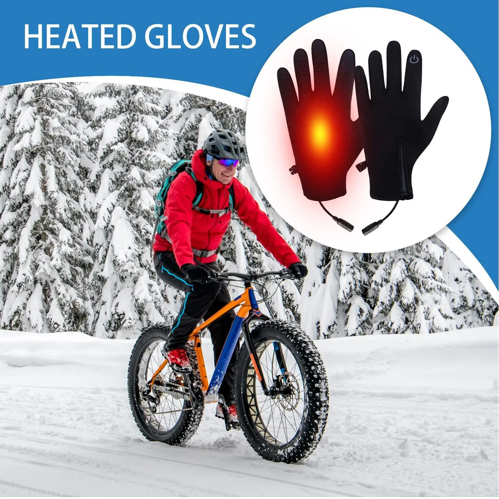 Heating Gloves Touchscreen Winter Gloves USB Heating Thermal Mittens For Cycling Skiing Mountaineering Winter Outdoor Cold