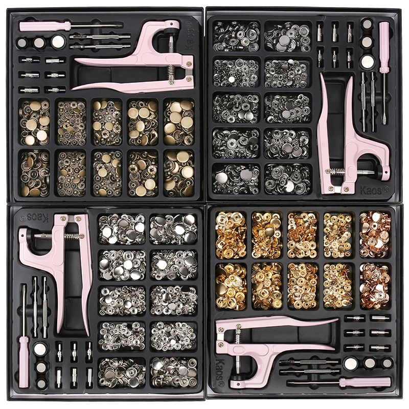 KINBOM 200 Pezzi Bottoni Automatici A Scatto - 15mm Ottone - Kit Riparazione Con Attrezzi - Bronzo