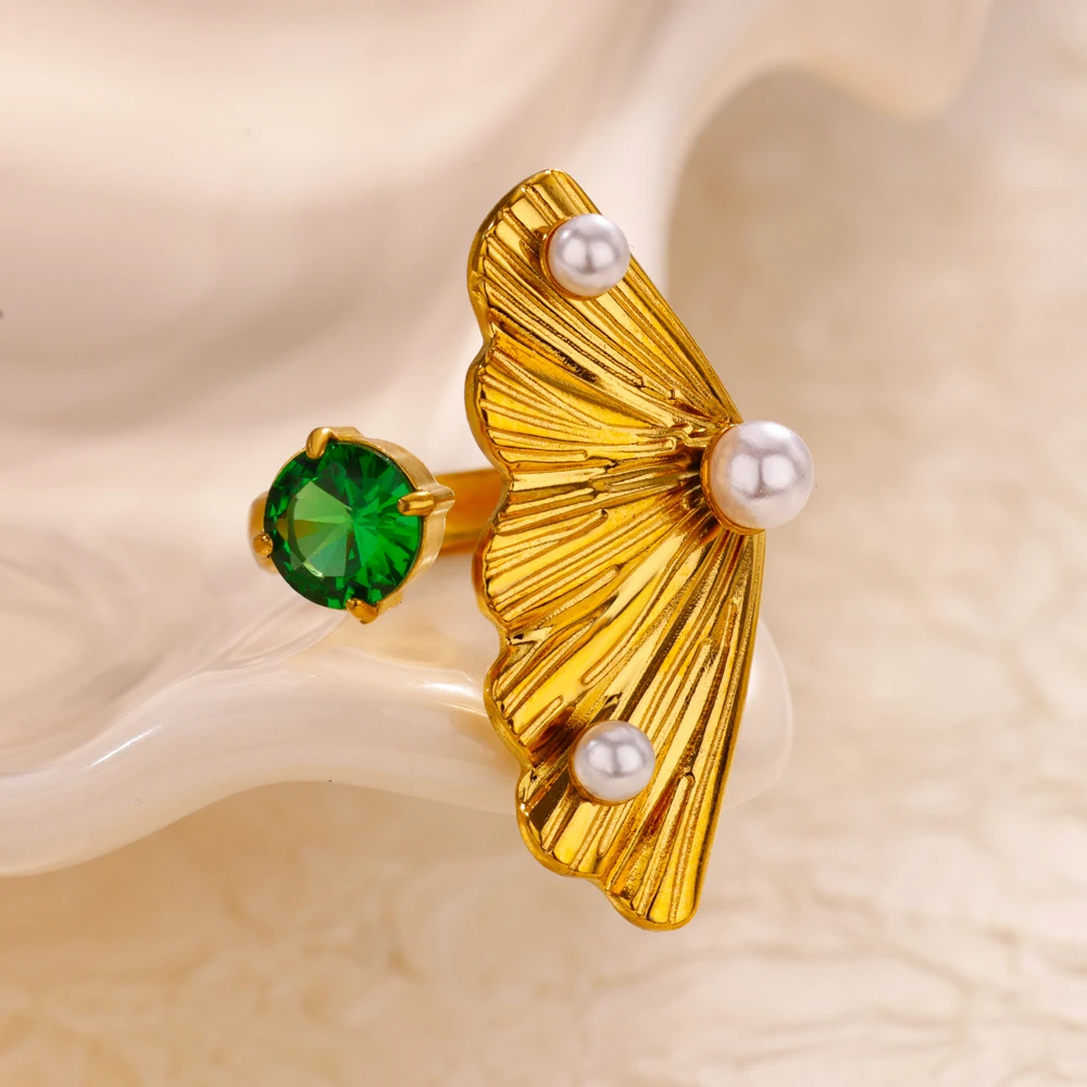 Stainless Steel Fishtail Rings For Women Gold Color Opening