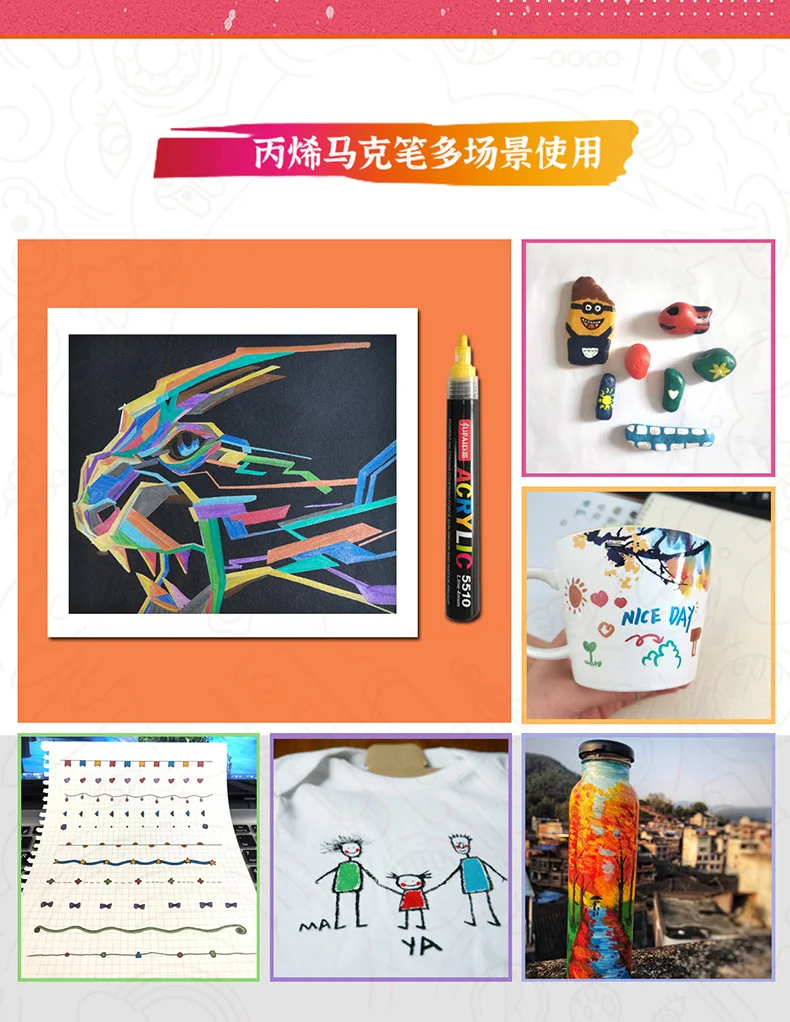 JUPAI Colors Acrylic Paint Pens, Large capacity 5g Water-based Ink Permanent Markers for Drawing Manga Arts and Crafts Supplies