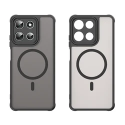 Magnetic Translucent Frosted Matte Waterproof Protective Phone Case - Motorola Moto G66Y (Black)