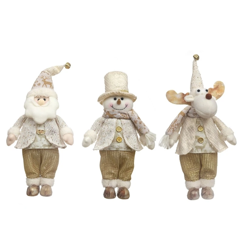 

1PC Led Christmas Indoor Deco,Christmas Figurine Plush Hanging Ornaments, Crafts Santa Snowman Elk