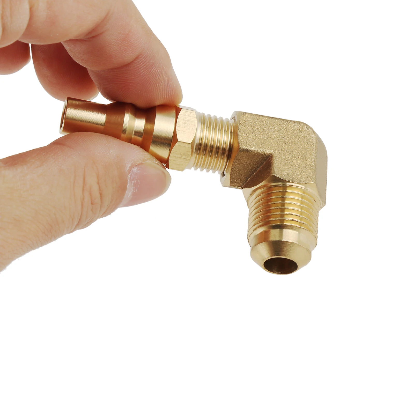 

RV 90 Degree Elbow Brass Connector 3/8" Male Flare X 1/4" Quick Connect for Most Grill, Heaters with Quick Male Fittings 1PC