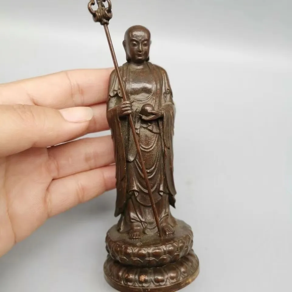 Antique Jizo King Tang Sanzang Buddha Bronze B…
