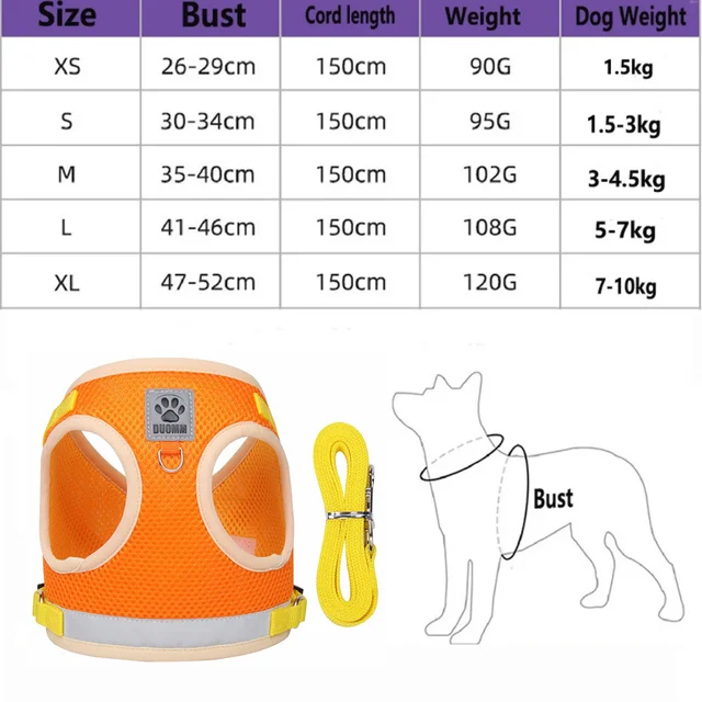Puppy Dog Harness Leash Rope Set Breathable Summer Mesh Cat Dogs Harness Vest Reflective Pet Cat Chest Straps Chihuahua Yorkies 6