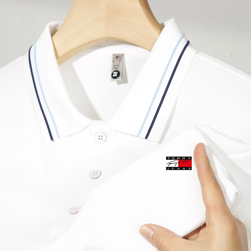 

Men's short sleeved polo, business casual shirt, tight fitting, fashionable, summer novelty, 2024