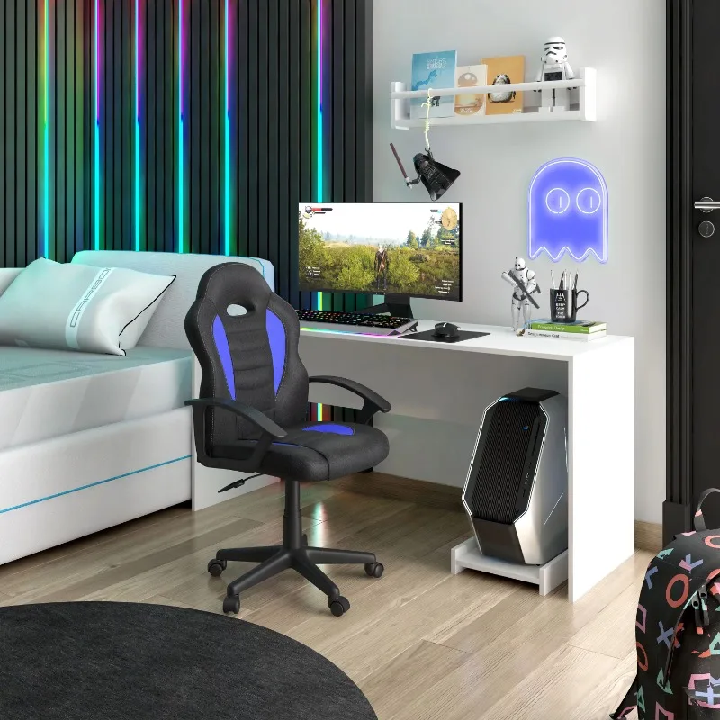 

Techni Mobili Adjustable Swivel Gaming Chair, Leather Upholster, Blue