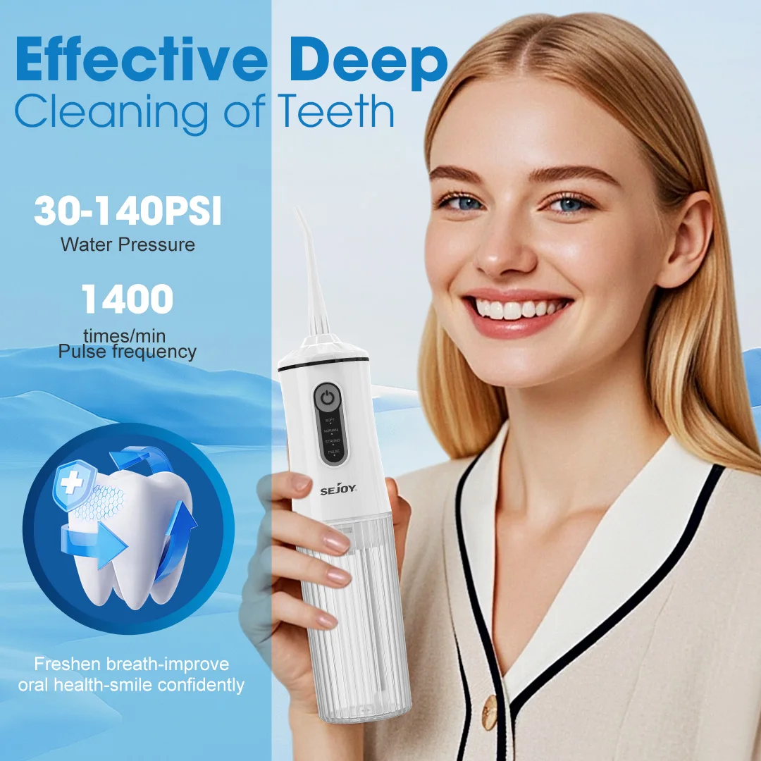 Sejoy H13 Water Dental Flosser Portable 4 Modes Rechargeable Oral Irrigator Waterproof IPX6 for Home : 3 - 5 Days Free Delivery Only UK