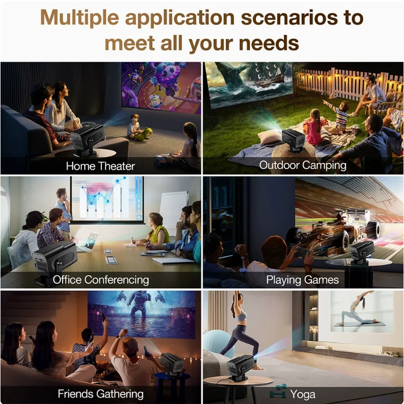 오리지널 HCS350 MAX 스마트 게이밍 LCD 프로젝터 WiFi6 BT5.4 안드로이드11 듀얼 무선 컨트롤러 4K HD 휴대용 홈시어터 1080P