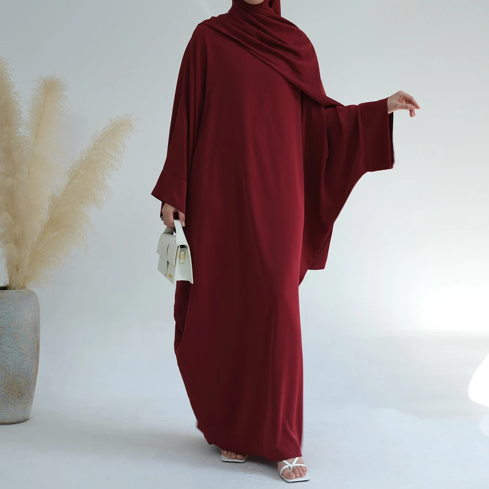 Ramadan Muslim Abaya One Piece Prayer Dress Turkey Nida Batwing Abayas for Women Dubai Kaftan Hijab Robe Jilbab Islamic Clothes