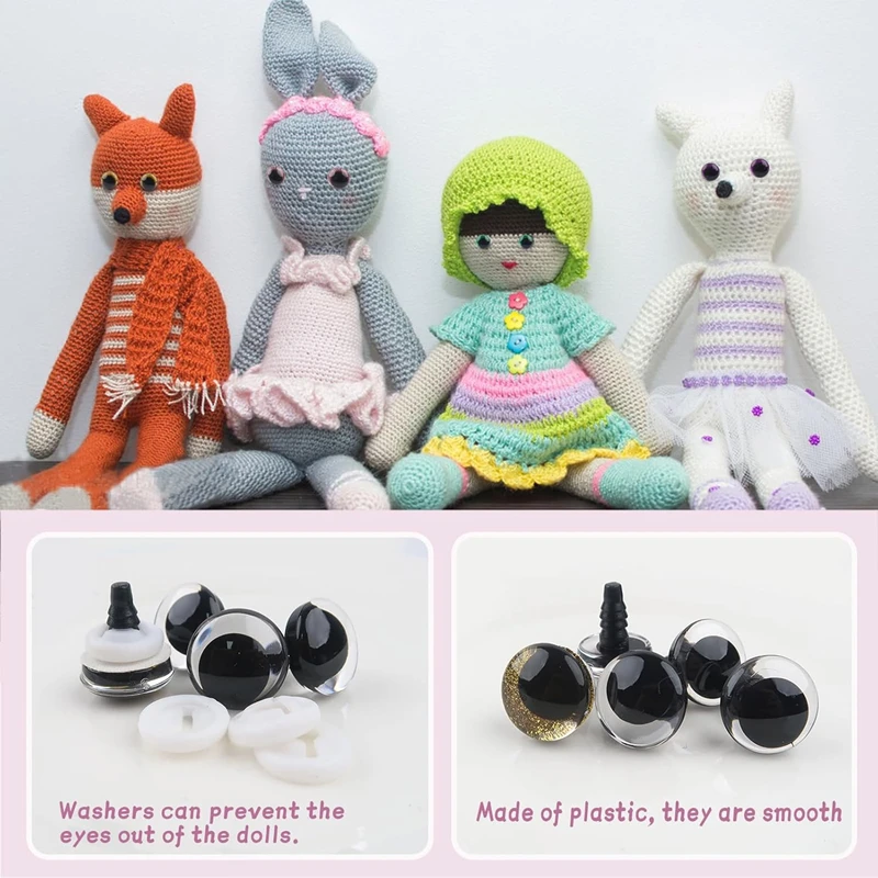 Plastic Safety Eyes 10PCS Clear 3D Glitter Plastic Safty Eyes For Crochet Toys Crafts Doll Making Animal Baby 9/10/12/14/16/18/20mm