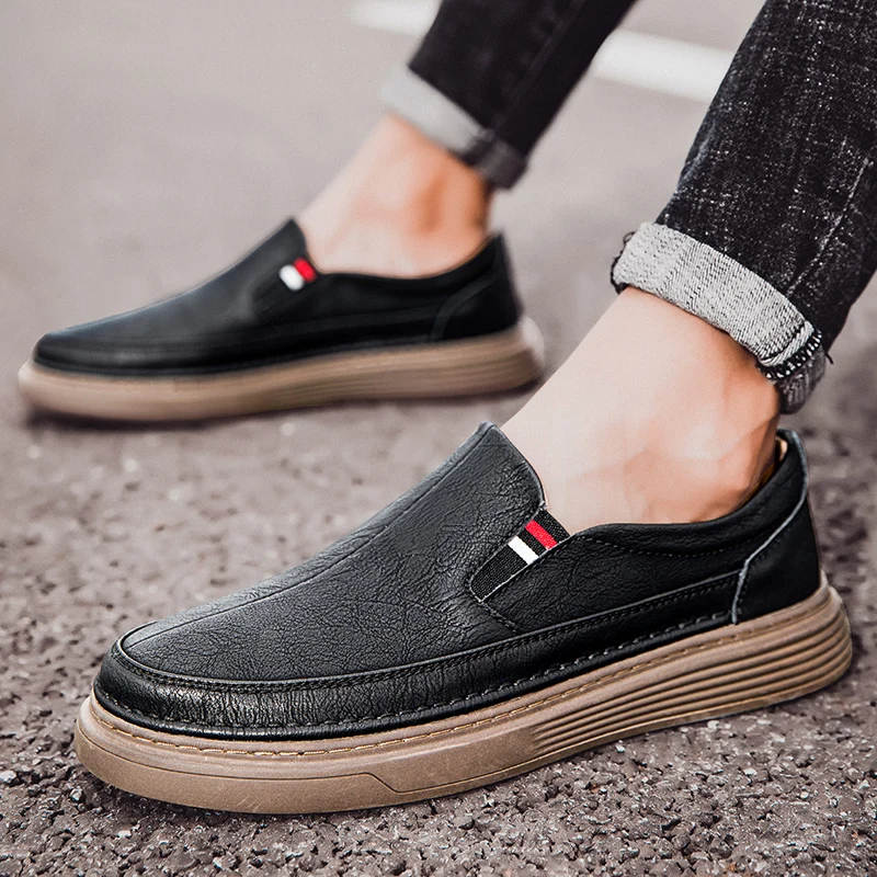 2025 Men's Casual Shoes High Quality Fashion Flats Genuine Leather Men Daily Round Toe Skateboarding Shoes Man Big Size 37-47 3