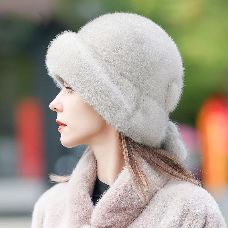 

Women's Winter Mink Hat New Beret Fashion Korean Edition Warm Ear Protection Hat Thickened Plush Fisherman Hat