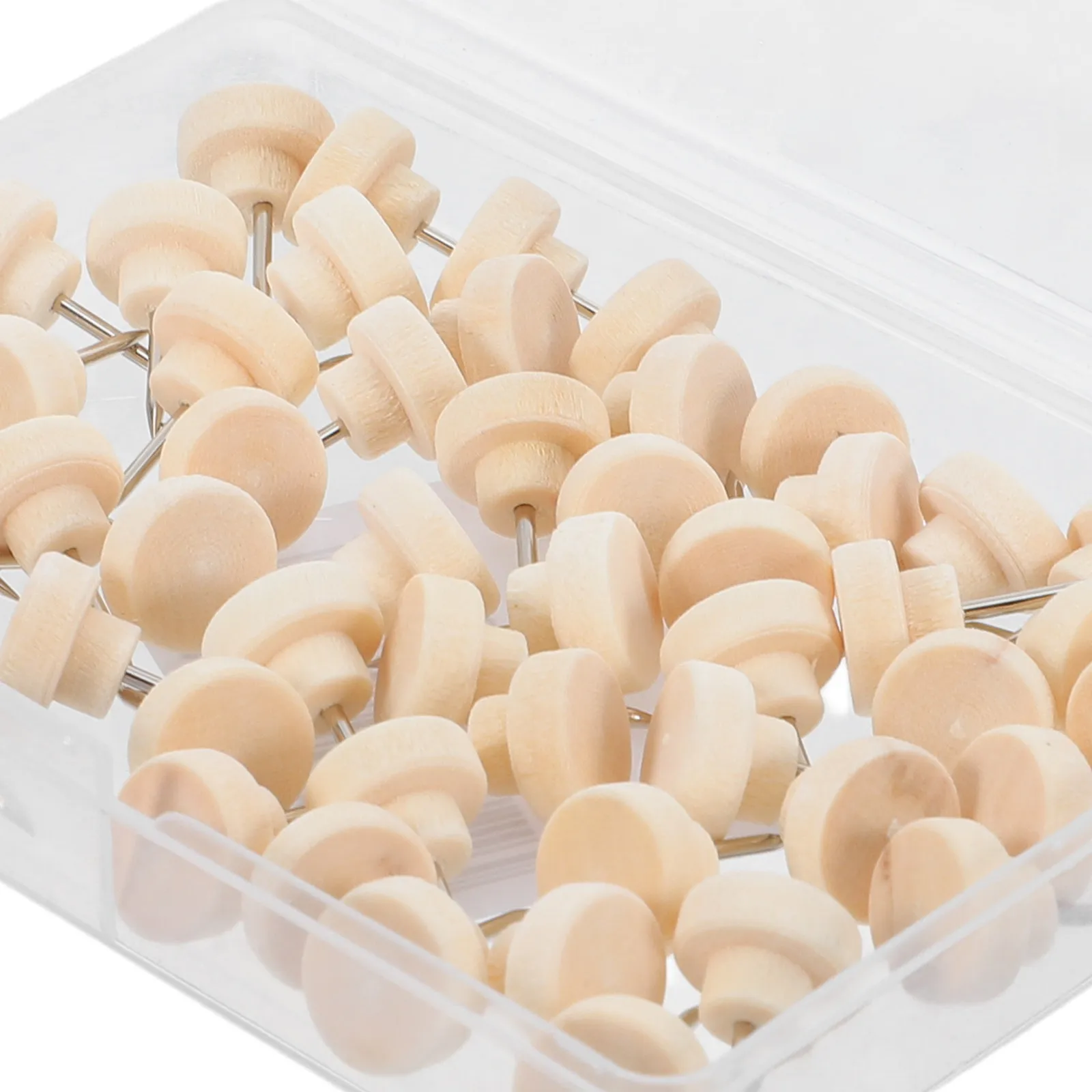 50개 원형 나무 푸시핀 튼튼한 압정 장 사진 벽 코르크보드 액세서리 푸시보드 핀 핀 타크