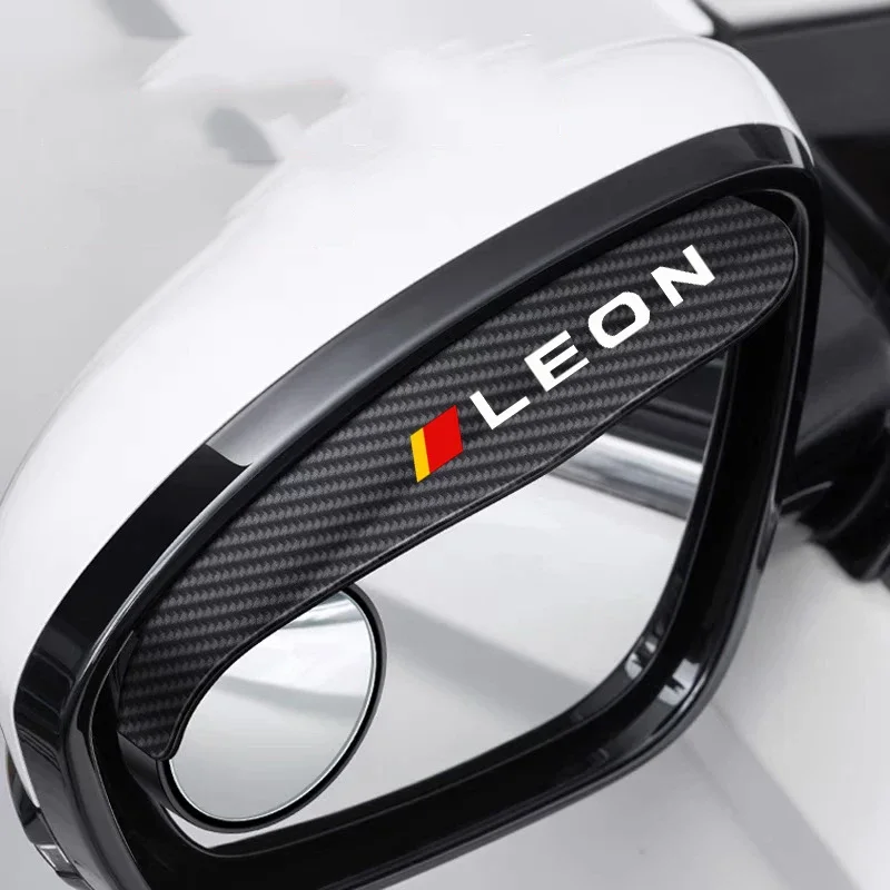 2Pcs Carbon Fiber Car Rearview Mirror Eyebrow Rain Cover For Seat ALTEA AROSA Mii EXEO LEON TOLEDO CUPRA IBIZA ARONA ALHAMBRA