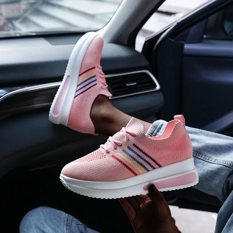 

Женские кроссовки, повседневная обувь, удобная сетчатая женская обувь на шнуровке, Женская Вулканизированная массивная обувь