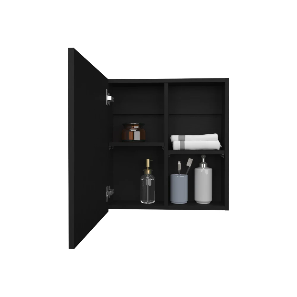 Duma 21.1" H x 19.7" W Mirror Medicine Cabinet, One door with Four interior Shelves for Bathroom, Kitchen Black 4