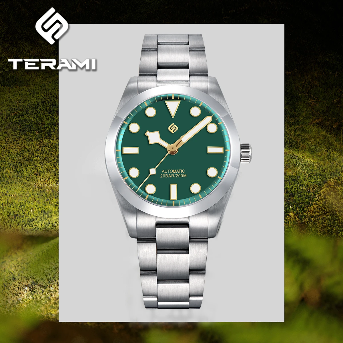 

TERAMI Explore 38mm Gold Snow Flake Hand Luxury NH35 Movement Mechanical Watch for Men Polish Bezel Day-date Steel Clock