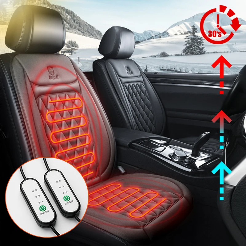 Car Heated Seat Cover 12/24V 30â Fast Heating Seat Cushion Universal Car Seat Heater Durable Cloth Thicken Car Heating Pad Seat