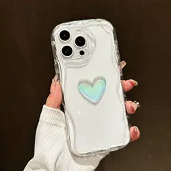 Wave Love Heart Shockproof Phone Case - 3D Design for Realme 12 ProPlus (Clear)