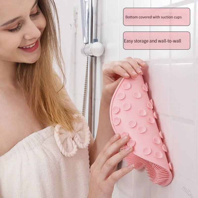 Back Scrubber Exfoliating Shower Massage Scraper Bathroom Non-slip Bath Mat Back Massage Brush Silicone Foot Wash Body Cleaning bath exfoliator exfoliating shower scraper body scrubber brush shower brush cleaning brush