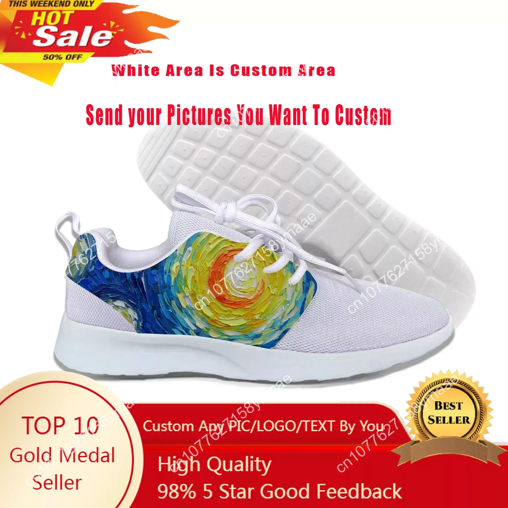 

Hot Cool Van Gogh Oil Painting Starry Night Lightweight Summer Running Mesh Shoes Women Casual Sneakers Board Shoes Sports Shoes