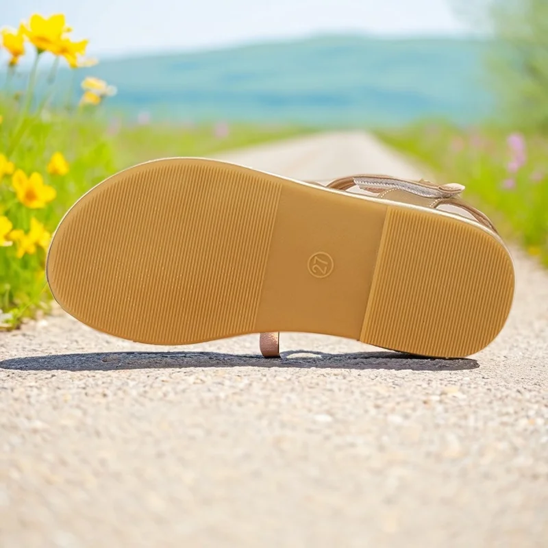 Students Golden Sandals 2025 Girls Romanesque Hollowed Out Breathable Children's Sandals Soft Soled Atmospheric Girls' Sandals 5