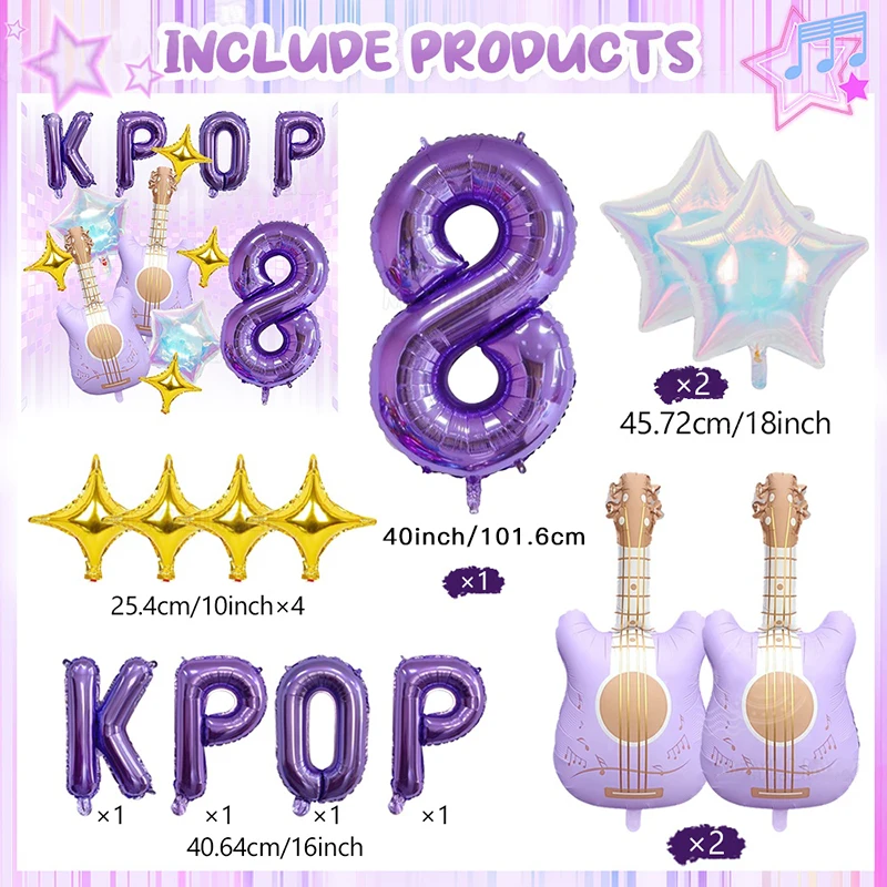 Vibrant Purple Music-Themed Party Decorations Set