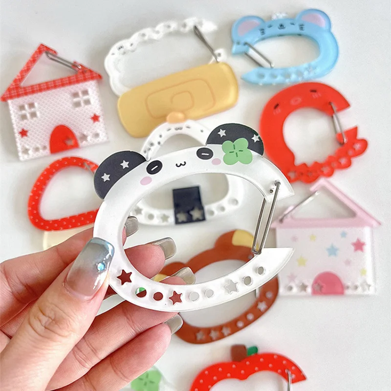 Kawaii Keychain Cute Animal Acrylic Carabiner Clips Mult Use Keyring Hooks Handbook Decorative Buckle Home Party Gifts Supplies