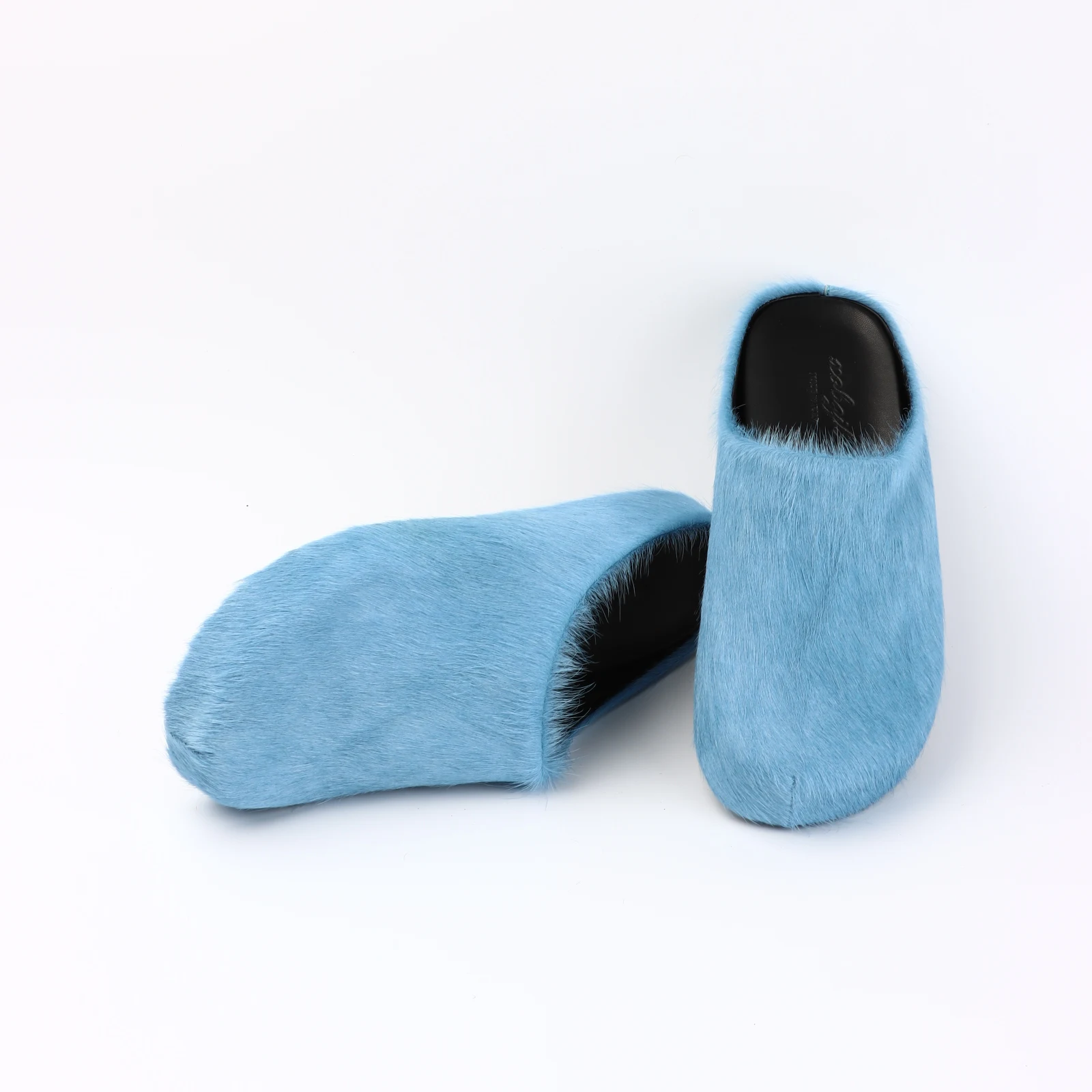 Italy Fur Horse Hair Slippers Women 2023 Winter Casual Runway Flat Mules Moccasins Men Shoes Leisure Real Leather Women Slippers