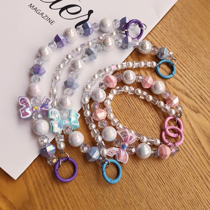 Handmade Beaded Bow Knot Bracelet Lanyard - Short Style Wrist Strap with Anti-Lost Feature