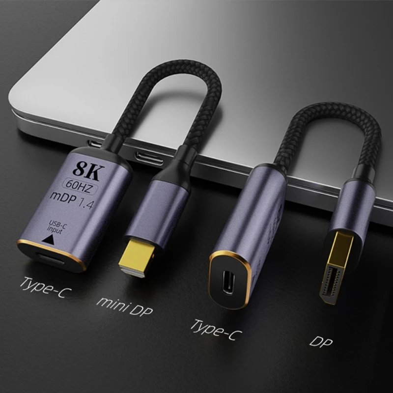 USB DisplayPort 어댑터 8K60Hz USB 유형 mDP1.4 HDTV 어댑터 케이블 18cm P8DC