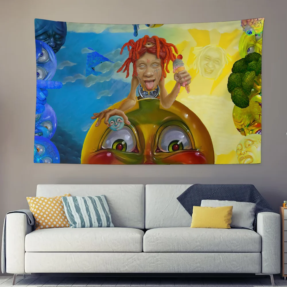 Rapper Cool T-Trippie R-Redd Saint Michael Wandteppich Hintergrund Hängendes Tuch Schlafzimmer Zimmer Dekor Ästhetischer Wandteppich Wandparty – Detail 6