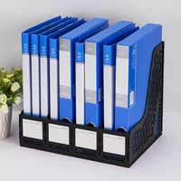 Deli Magazine File Book Holder Desktop Organizer , 4 Compartments, Plastic,Gray,Black 1