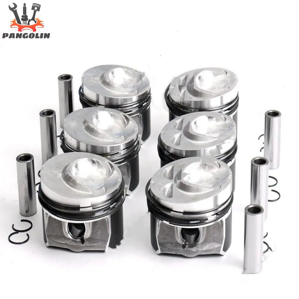 6pcs Engine Pistons Rings Set 03H107065N 03H107066F 03H198151B 03H198151D for Porsche Cayenne VW Passat Audi Q7 VR6 3.6L FSI