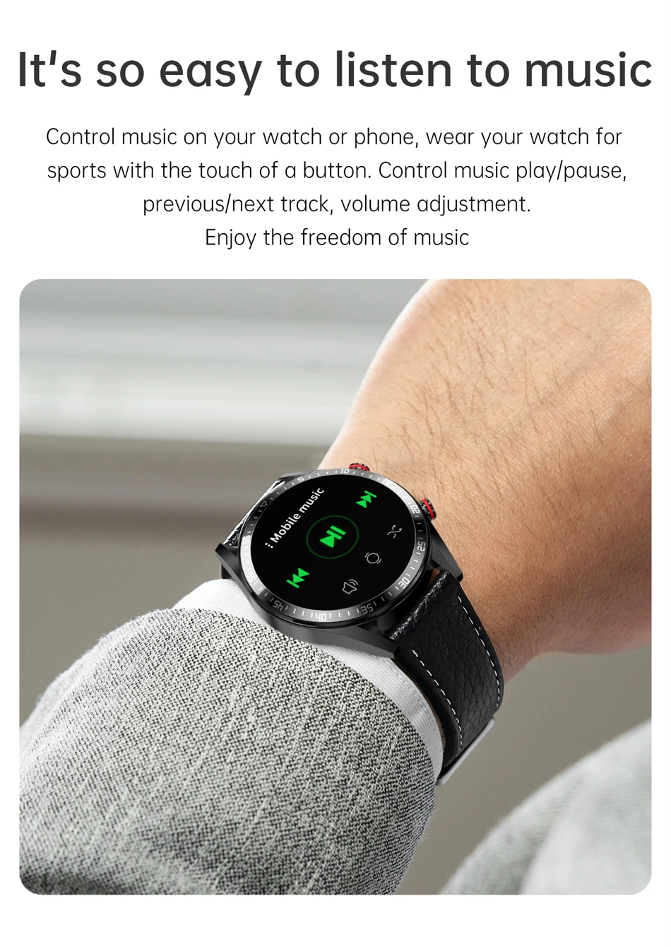 2022 New 454*454 Screen Smart Watch Always Display The Time Bluetooth Call Local Music Smartwatch Mens For Android HUAWEI IOS