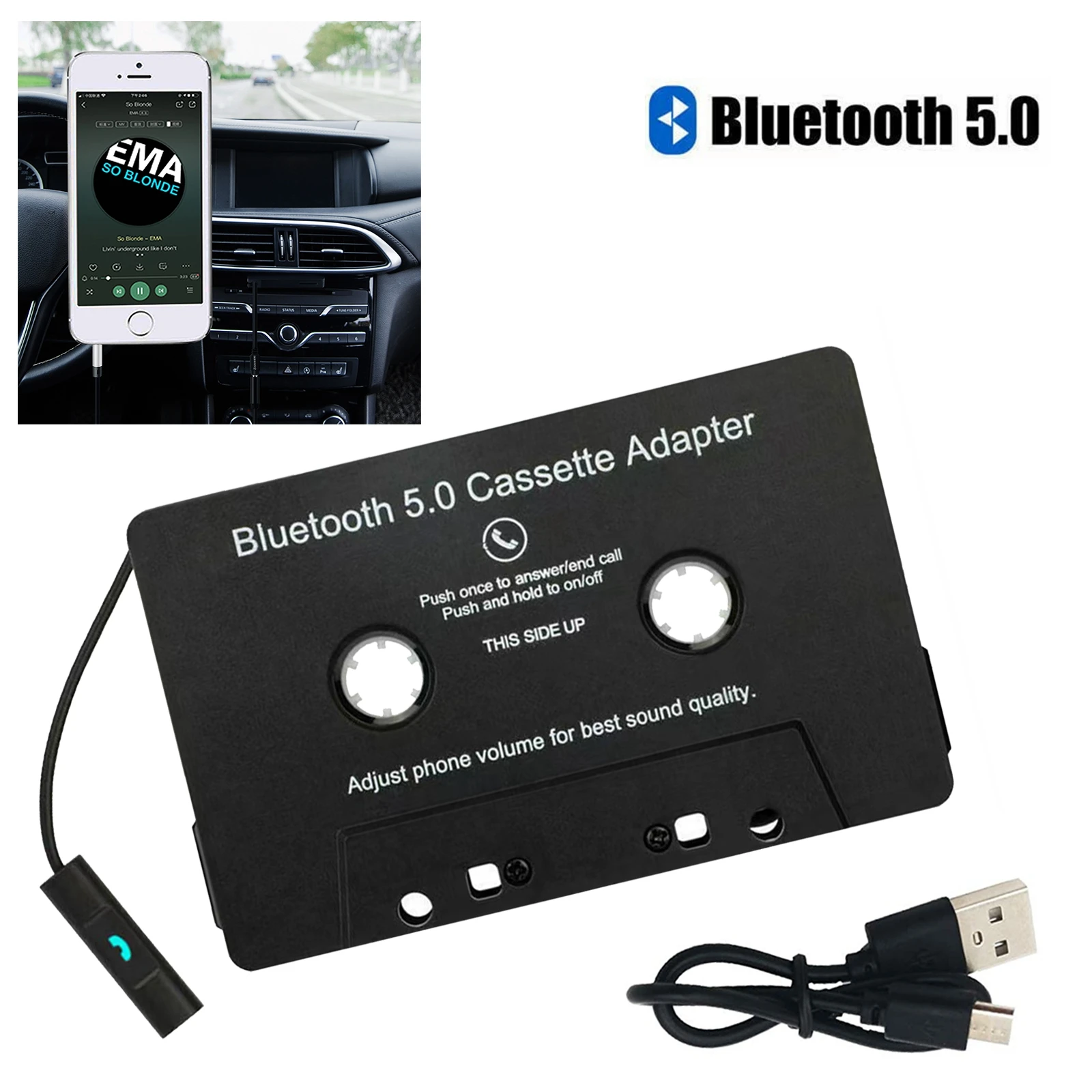 Car MP3 Car Audio Stereo Cassette Vehicle Bluetooth Tape Converter