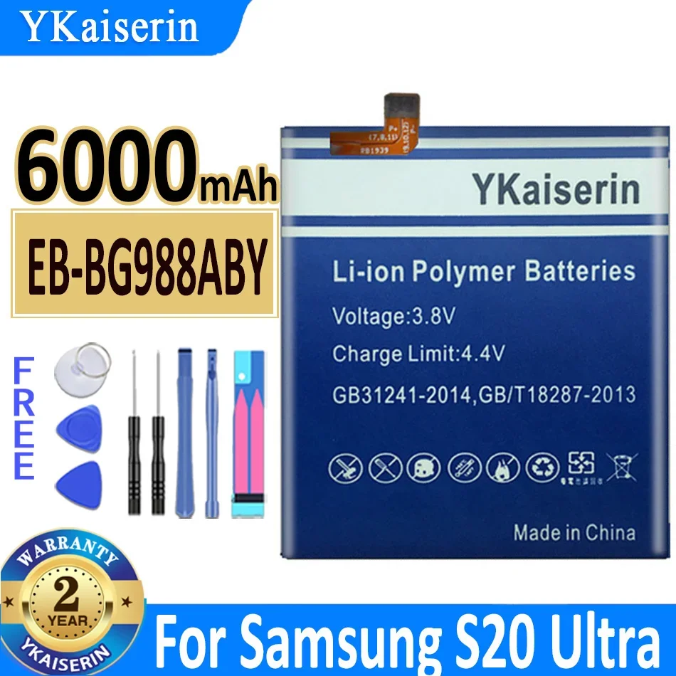 

YKaiserin Replacement Phone Battery EB-BG988ABY for Samsung Galaxy S20 Ultra S20Ultra S20U 6000mAh Batteries