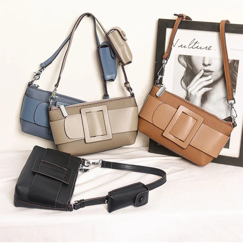New fashion high-grade messenger bag fashion leather handbag match all niche ins design underarm Women's shoulder bags