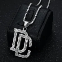 Hip Hop Square Cards Fashion Jewelry Couple DC Crystal Pendants Gold Plated Charms Wholesale 2