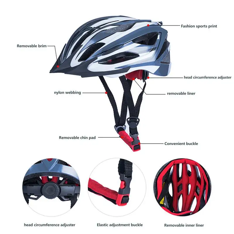 MTB 자전거 헬멧, 경량 산악 자전거 헬멧, 조절식 산악 도로 자전거 헬멧, 분리형 바이저 포함, 성인 남성