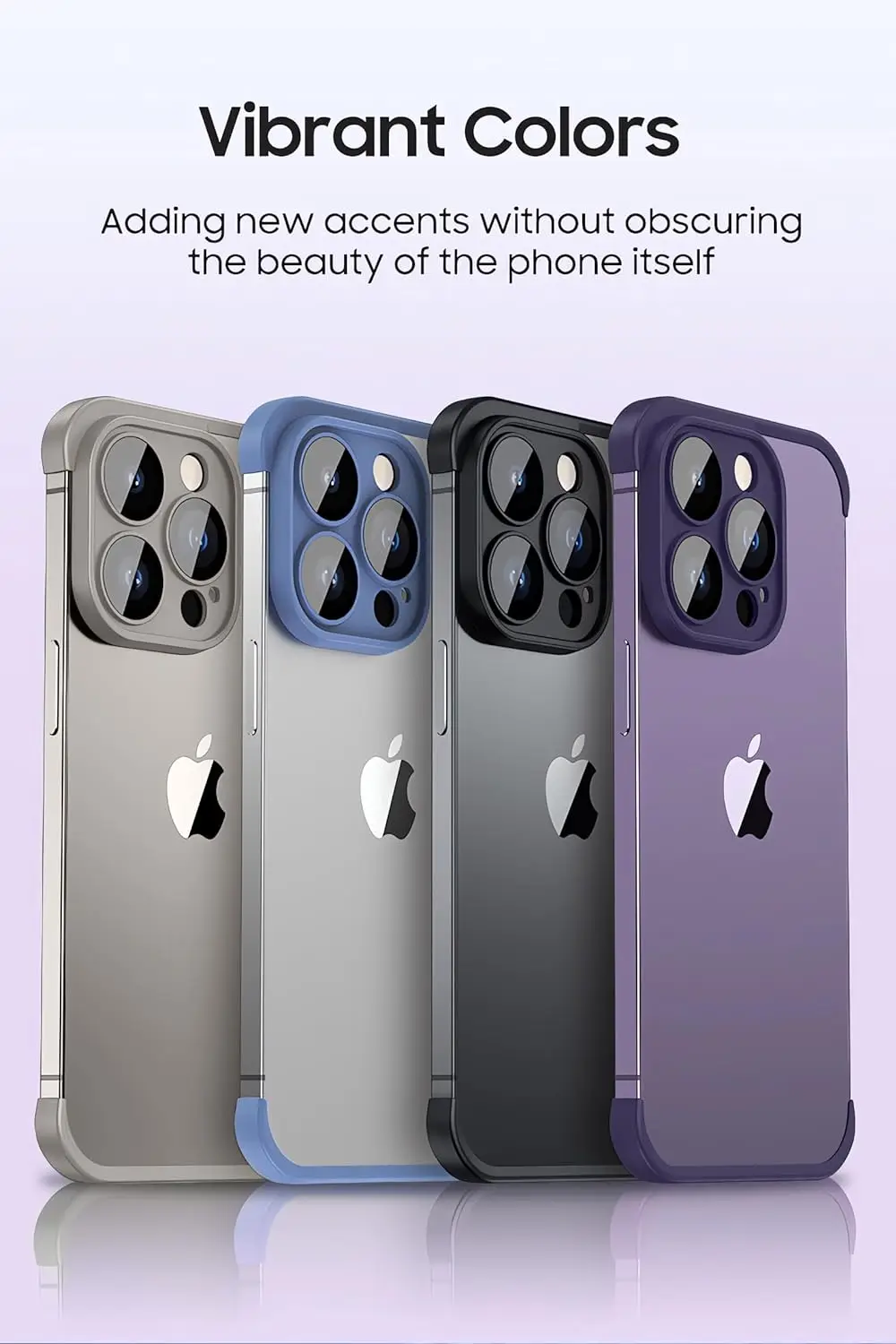 Sleek Gray Frameless Camera Lens Protector Phone Case Cover