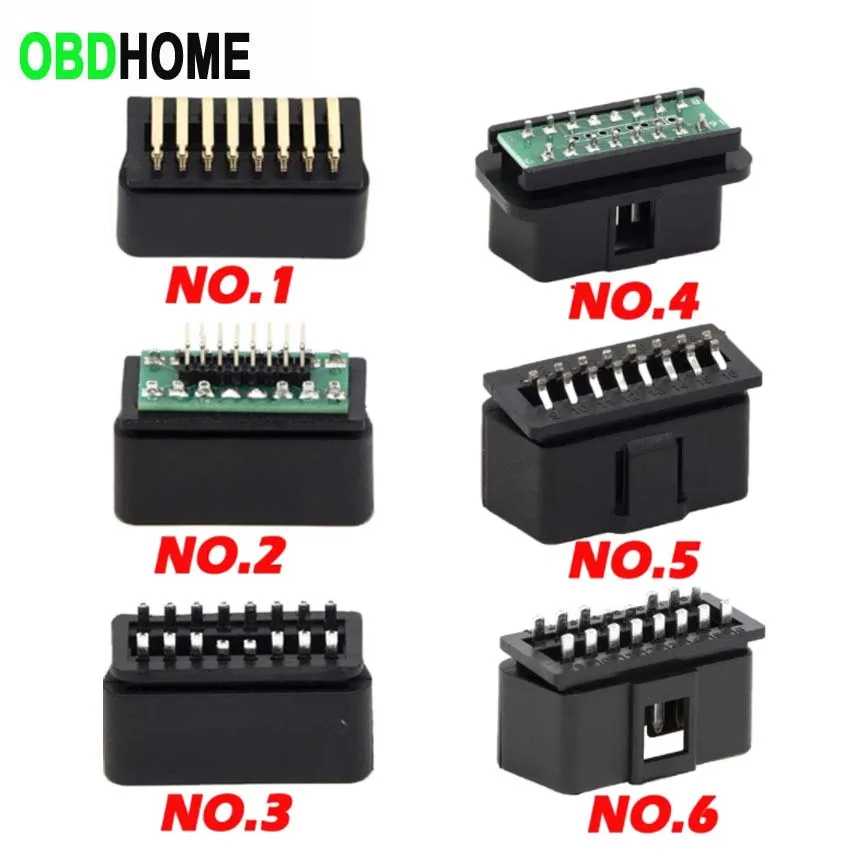 자동차 수 커넥터 OBD2 16 핀 커넥터, 금도금 곡선 바늘 수 OBD 플러그 J1962M 16 핀 어댑터 분해 도구, 6 가지 유형