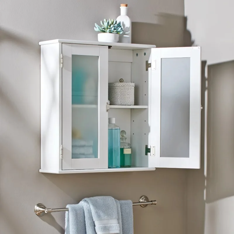 

White Bathroom Wall Cabinet with 1 Adjustable Shelf
