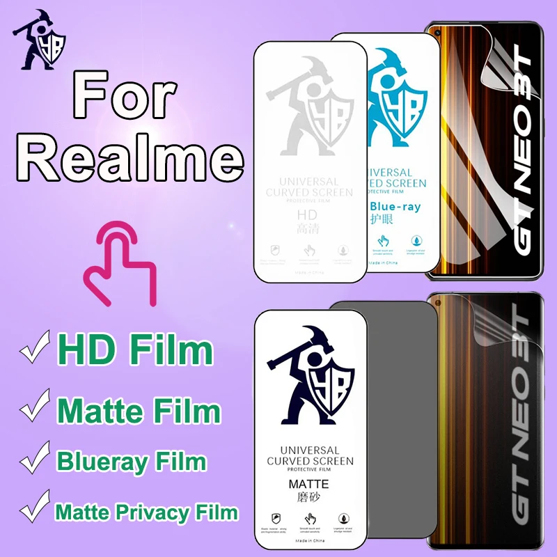 

HD-пленка для Realme GT 2 5G Master 5 6 7 8 9 10 Pro Plus, полное покрытие, Защита экрана для Realme GT Neo2 Neo3 Neo5 240W Narzo 50
