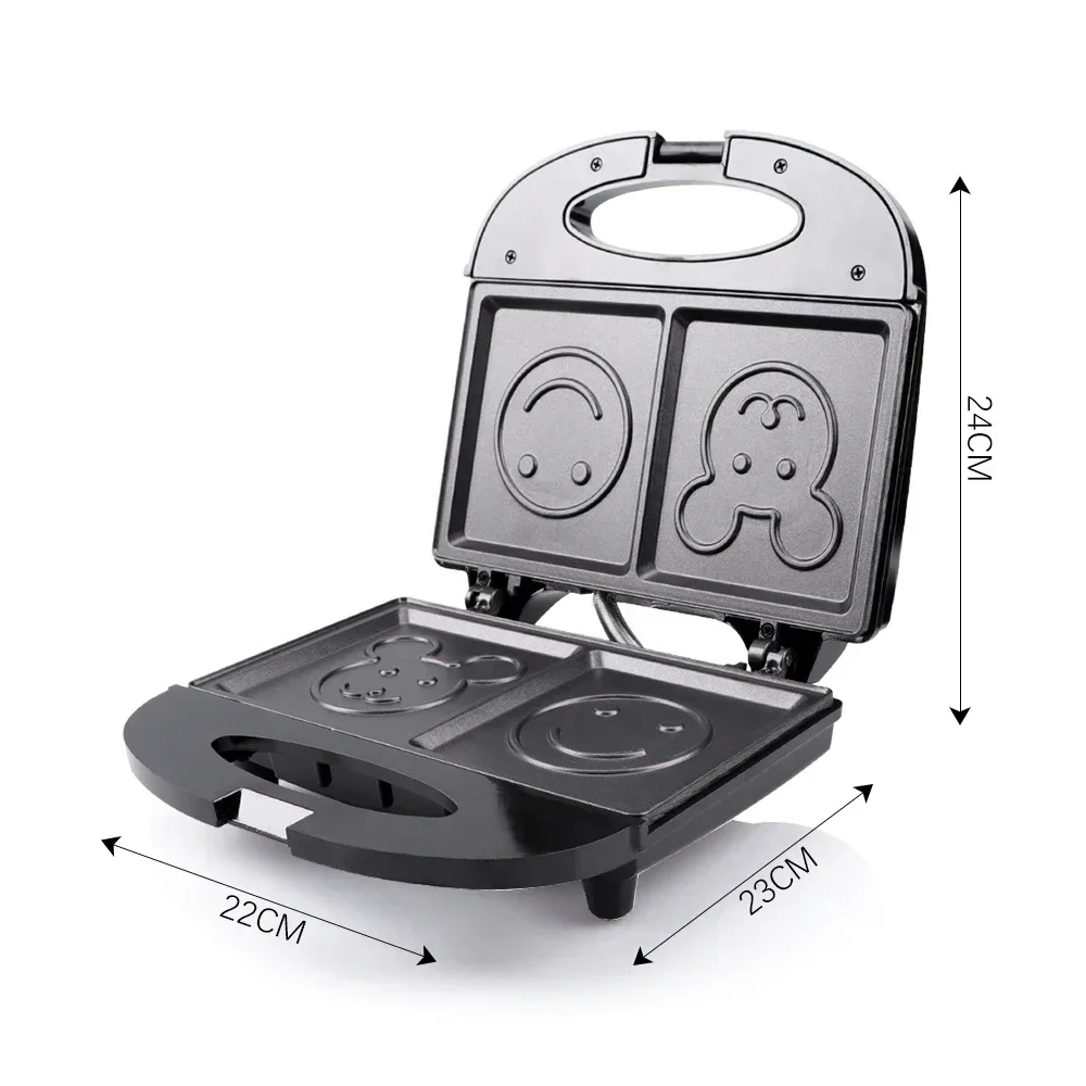 OXPHIC 750W Smlie Face Hot Sandwich Maker Breakfast Machine Grill Machine Toasters Waffle Makers Toasting