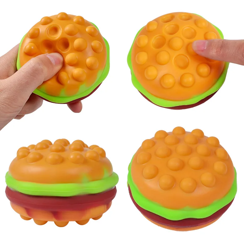 New Hamburger Popit Squishy Fidget Toy Press Bubble Decom Press Ion Ball Antistress Squishies Doll Stress Busting Regalo Per Bambini