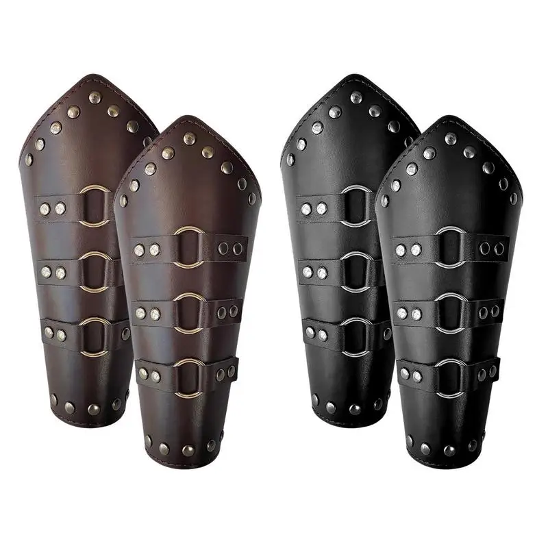 

Gauntlet Wristband Adjustable Leather Arm Guards Arm Cuff Leather Gauntlet Wristband Punk Wide Bracer Arm Guards For Men Women