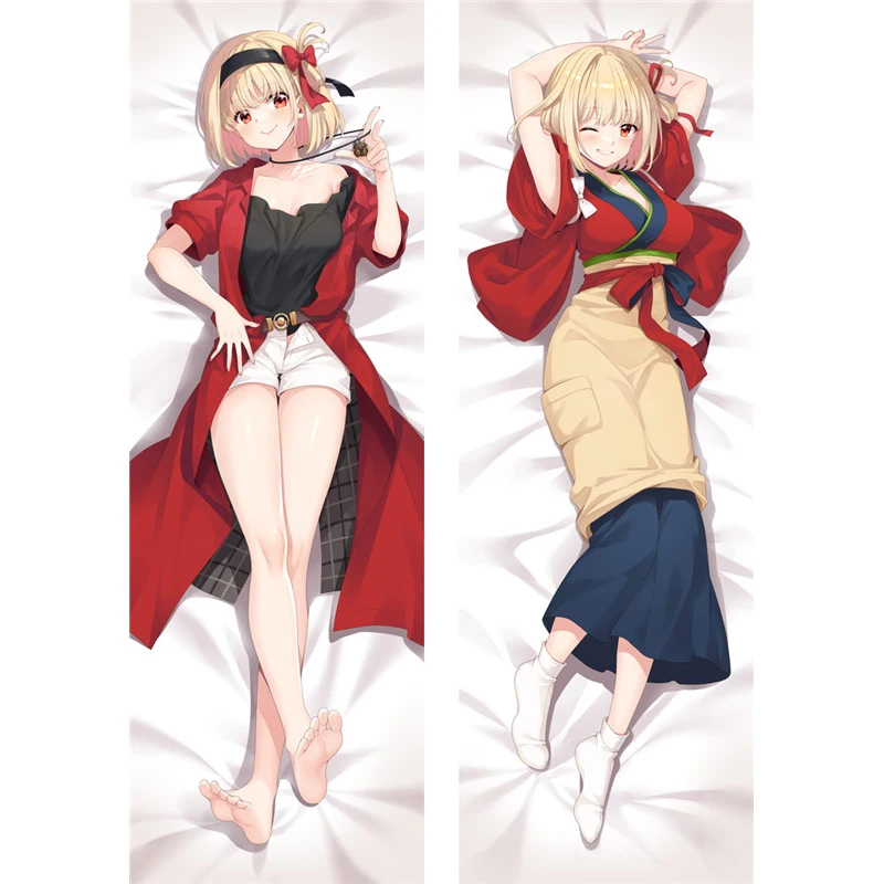 

Anime Lycoris Recoil Cosplay Body Pillow Case Chisato Nish Dakimakura Peachskin 2-Side Hugging Body Throw Pillow Cover Case