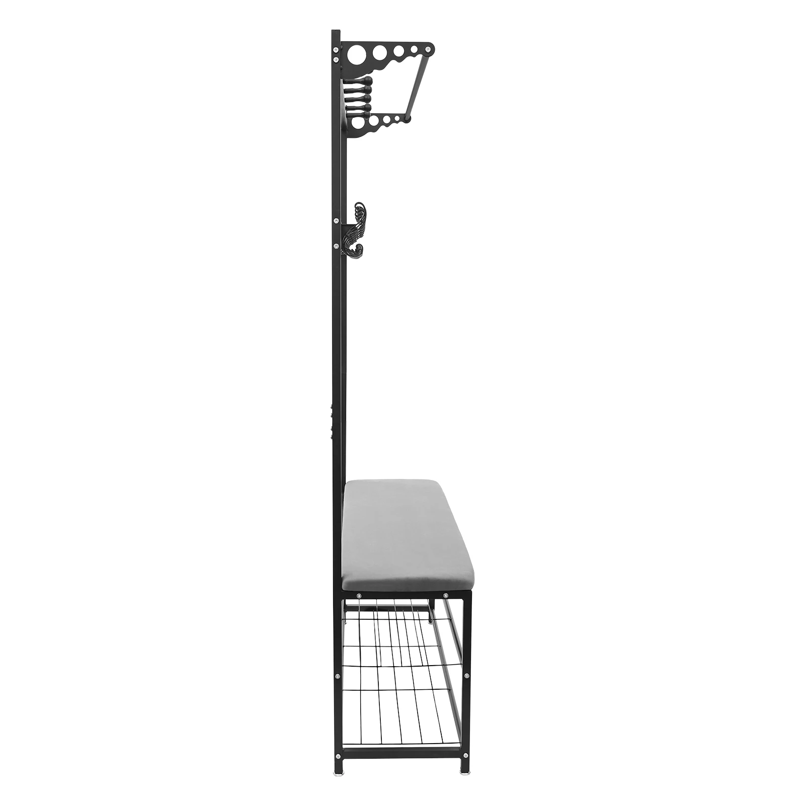 100cm Garderobenbank mit Stauraum, 6 Haken, Schuhregal, offenes Regal-Design, multifunktional für kleine Flure und Apartments – Detail 20